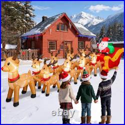 14 FT Christmas Inflatables Qutdoor Decorations, Santa Claus Sleigh and 9 Reinde