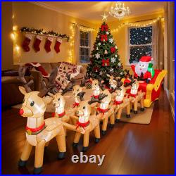 14 FT Christmas Inflatables Qutdoor Decorations, Santa Claus Sleigh and 9 Reinde