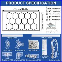14 Grid Hexagon Garage Light System Honeycomb Hex LED Light for Garage Gym 6500K