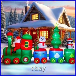 14ft Inflatable Christmas Train Decor LED Santa Bear Penguin Yard Holiday New