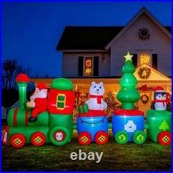 14ft Inflatable Christmas Train Decor LED Santa Bear Penguin Yard Holiday New