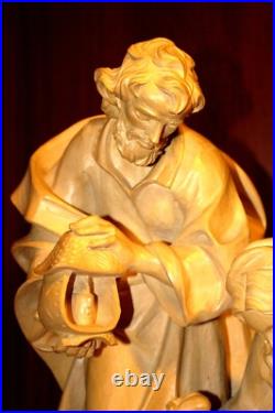 15 Hand Carved Wood Block Nativity Set Scene Holy Family Jesus Statue Figure