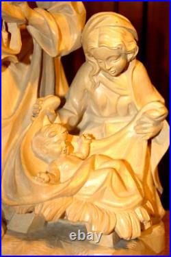 15 Hand Carved Wood Block Nativity Set Scene Holy Family Jesus Statue Figure