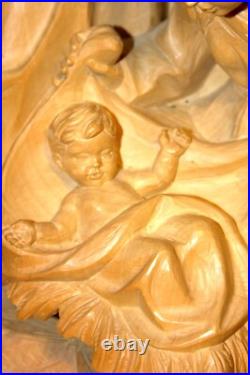 15 Hand Carved Wood Block Nativity Set Scene Holy Family Jesus Statue Figure