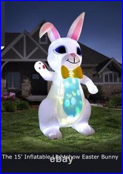 15' Inflatable Illuminated Easter Bunny Hammacher Schlemmer Lightshow