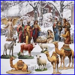 15 Pcs Christmas Outdoor Nativity Set Large Outdoor Yard Signs 4 ft Holy