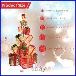 15 Stacked Pre-Lit Gift Box Tower 67 Lighted Present Decoration with 450 Lights