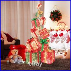15 Stacked Pre-Lit Gift Box Tower 67 Lighted Present Decoration with 450 Lights