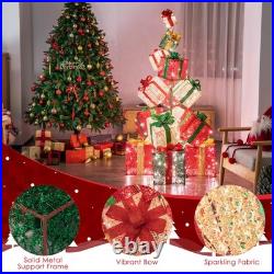 15 Stacked Pre-Lit Gift Box Tower 67 Lighted Present Decoration with 450 Lights