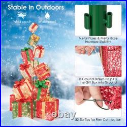 15 Stacked Pre-Lit Gift Box Tower 67 Lighted Present Decoration with 450 Lights