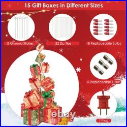 15 Stacked Pre-Lit Gift Box Tower 67 Lighted Present Decoration with 450 Lights