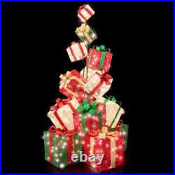 15 Stacked Pre-Lit Gift Box Tower 67 Lighted Present Decoration with 450 Lights