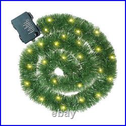 16.4Ft PreLit Christmas Garland With LED Lights Pine Needle Christmas Garland