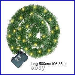 16.4Ft PreLit Christmas Garland With LED Lights Pine Needle Christmas Garland