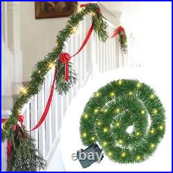16.4Ft PreLit Christmas Garland With LED Lights Pine Needle Christmas Garland
