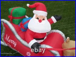 16' FT Airblown Inflatable LED LIGHTED Santa Sleigh Scene and Reindeer