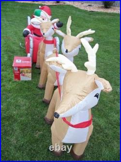 16' FT Airblown Inflatable LED LIGHTED Santa Sleigh Scene and Reindeer