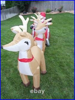 16' FT Airblown Inflatable LED LIGHTED Santa Sleigh Scene and Reindeer