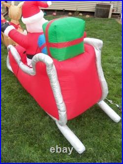 16' FT Airblown Inflatable LED LIGHTED Santa Sleigh Scene and Reindeer