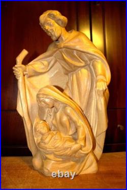 16 Hand Carved Wood Block Nativity Scene Set Holy Family Jesus Figurine Statue