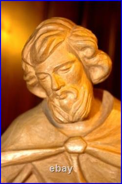 16 Hand Carved Wood Block Nativity Scene Set Holy Family Jesus Figurine Statue