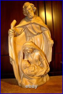 16 Hand Carved Wood Block Nativity Scene Set Holy Family Jesus Figurine Statue