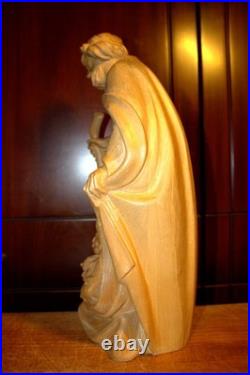 16 Hand Carved Wood Block Nativity Scene Set Holy Family Jesus Figurine Statue