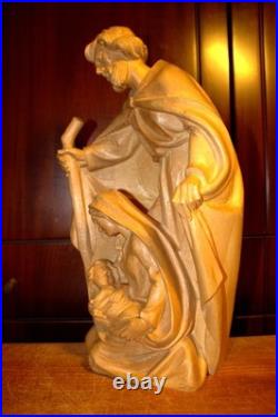 16 Hand Carved Wood Block Nativity Scene Set Holy Family Jesus Figurine Statue