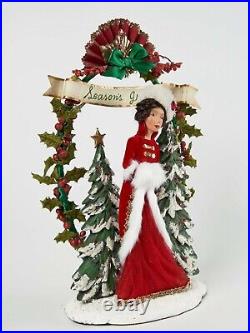 16 Katherine's Collection Yuletide Velvet Red Lady Figure Doll Christmas Decor