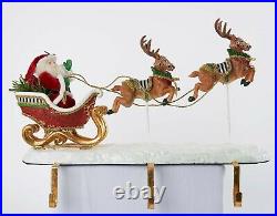 16 Katherines Collection Santa Reindeer Sleigh Stocking Holder Christmas Decor