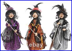 16 Tall Standing Fabric Witch Dolls Statues Halloween Figurine Decor Set of 3