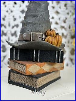 18 Halloween Witch Hat On Stacked Books Stitches Pumpkins Prop Decor