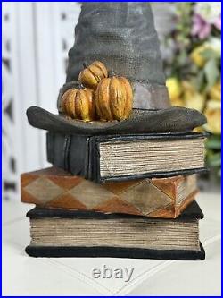 18 Halloween Witch Hat On Stacked Books Stitches Pumpkins Prop Decor