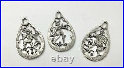 1980s Torino Pewter 12 Days of Christmas Complete 12 Christmas Ornaments 2.75