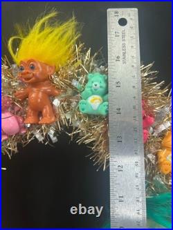 1980s Toys Christmas Wreath Handmade MLP Troll Strawberry Shortcake Care Bears