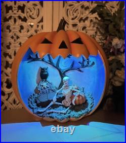 19 Pumpkin Diorama Flashing multicolored LED UP Halloween Skeleton in Graveyard 19 Pumpkin Diorama Flashing multicolored LED UP Halloween Skeleton in Graveyard