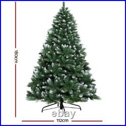 1.8m Snow Flocked Christmas Tree 650 Tips Artificial Xmas Tree with Metal Stand