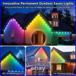 200FT Permanent Outdoor Lights Pro Smart AI RGBTW Light, Cool/Warm Eaves Ligh