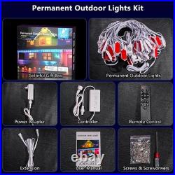 200FT Permanent Outdoor Lights Pro Smart AI RGBTW Light, Cool/Warm Eaves Ligh