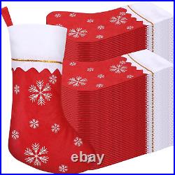 200 Pcs Red Felt Christmas Stockings 14 Xmas Fireplace Hanging Snowflakes Stock