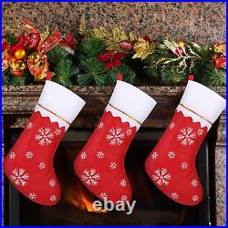 200 Pcs Red Felt Christmas Stockings 14 Xmas Fireplace Hanging Snowflakes Stock