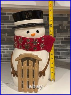 2014 Bath & Body Works 16 Ceramic Snowman Luminary Candle Holder with Box