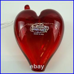 2025 Blenko Ruby Red Glass Heart Paperweight Visitor Center Shop 1st Quality