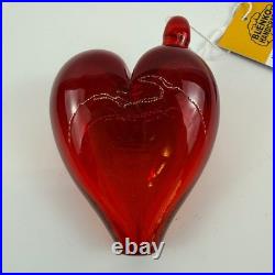 2025 Blenko Ruby Red Glass Heart Paperweight Visitor Center Shop 1st Quality