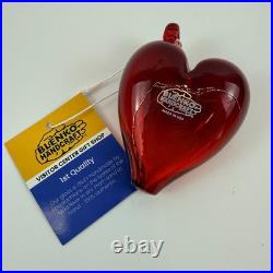 2025 Blenko Ruby Red Glass Heart Paperweight Visitor Center Shop 1st Quality
