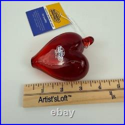 2025 Blenko Ruby Red Glass Heart Paperweight Visitor Center Shop 1st Quality