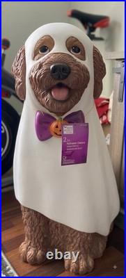 2026 Home Depot 2.5 Ft Golden Doodle Ghost Costume Halloween Blow Mold