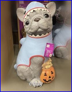 2026 Home Depot 2.5 Ft Gray Frenchie in Shark Costume Halloween Dog Blow Mold