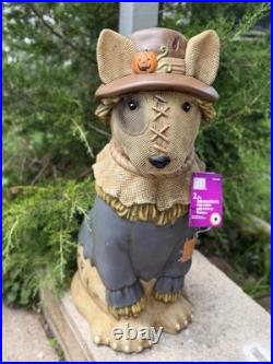 2026 Home Depot 2.5 Ft Scarecrow Bullterrier Halloween Dog Blow Mold LED