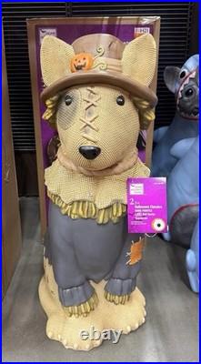 2026 Home Depot 2.5 Ft Scarecrow Bullterrier Halloween Dog Blow Mold LED